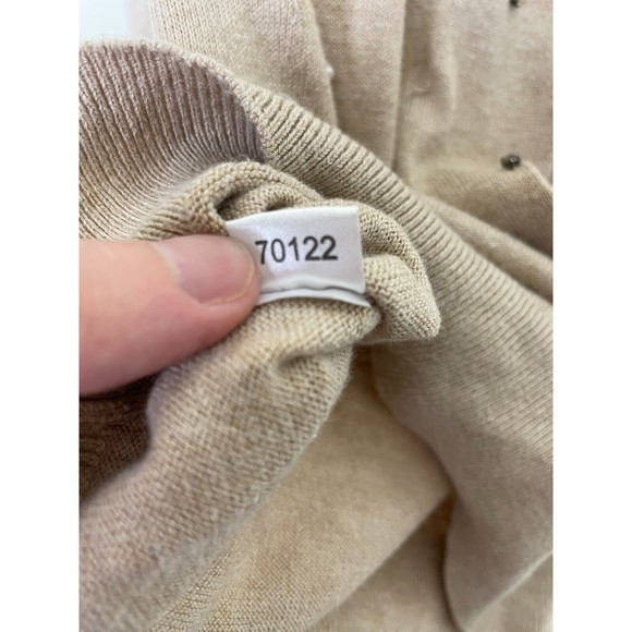 Ann Taylor LOFT XS Sweater Brown Beaded Pearl Pullover Long Sleeve Crewneck - Picture 11 of 11